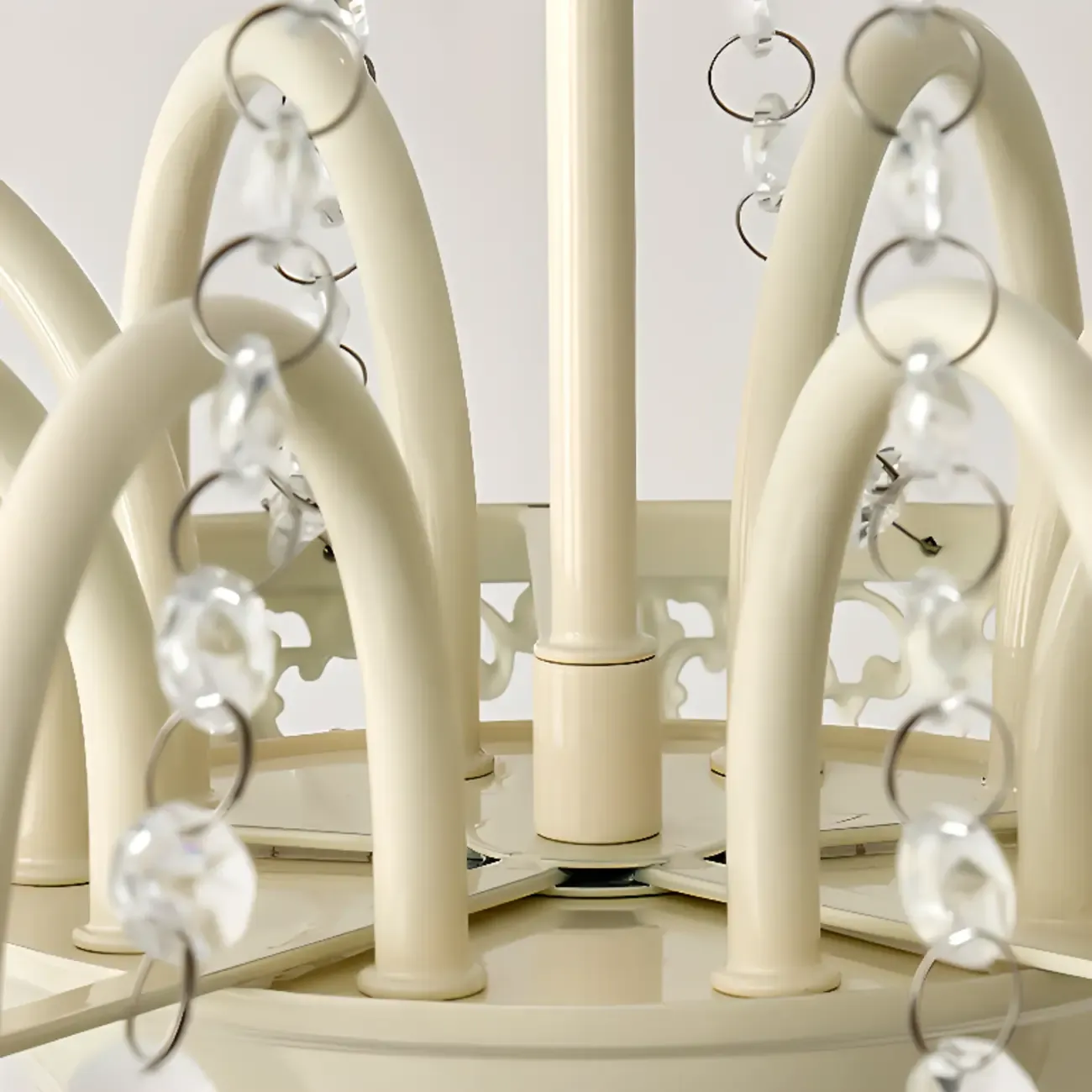 White Crystal Chandelier Classic Iron Elegant Design Image - 11