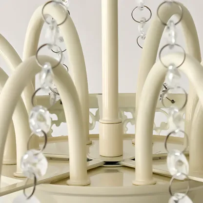 White Crystal Chandelier Classic Iron Elegant Design Image - 11