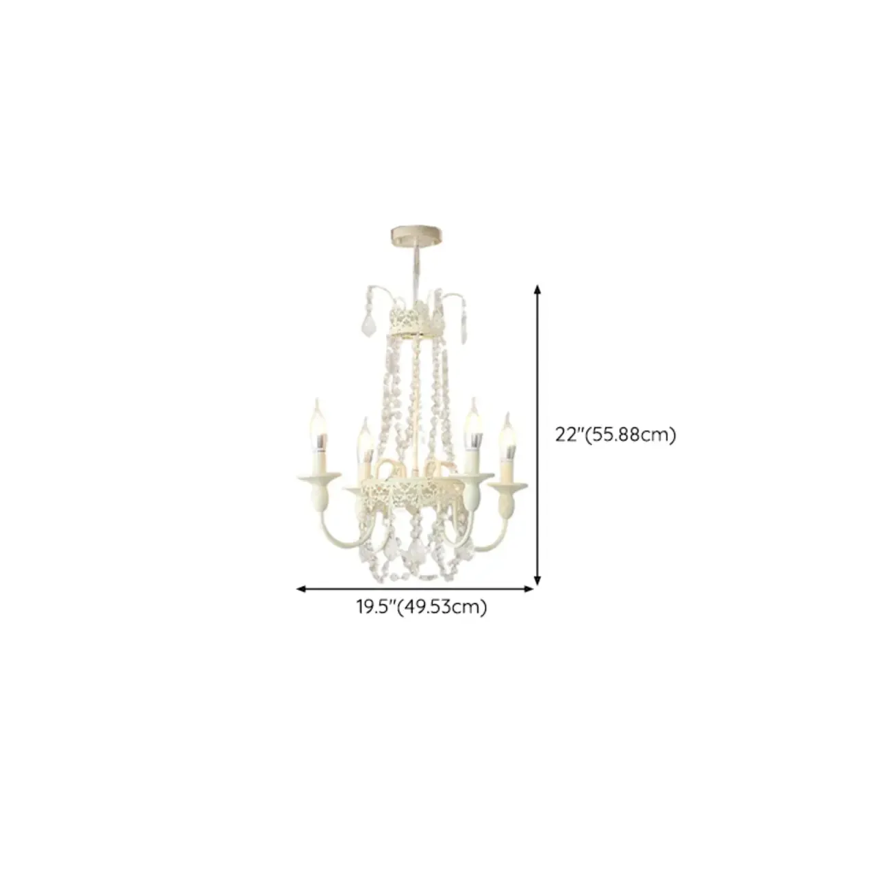White Crystal Chandelier Classic Iron Elegant Design #size