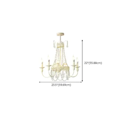 White Crystal Chandelier Classic Iron Elegant Design Image - 13