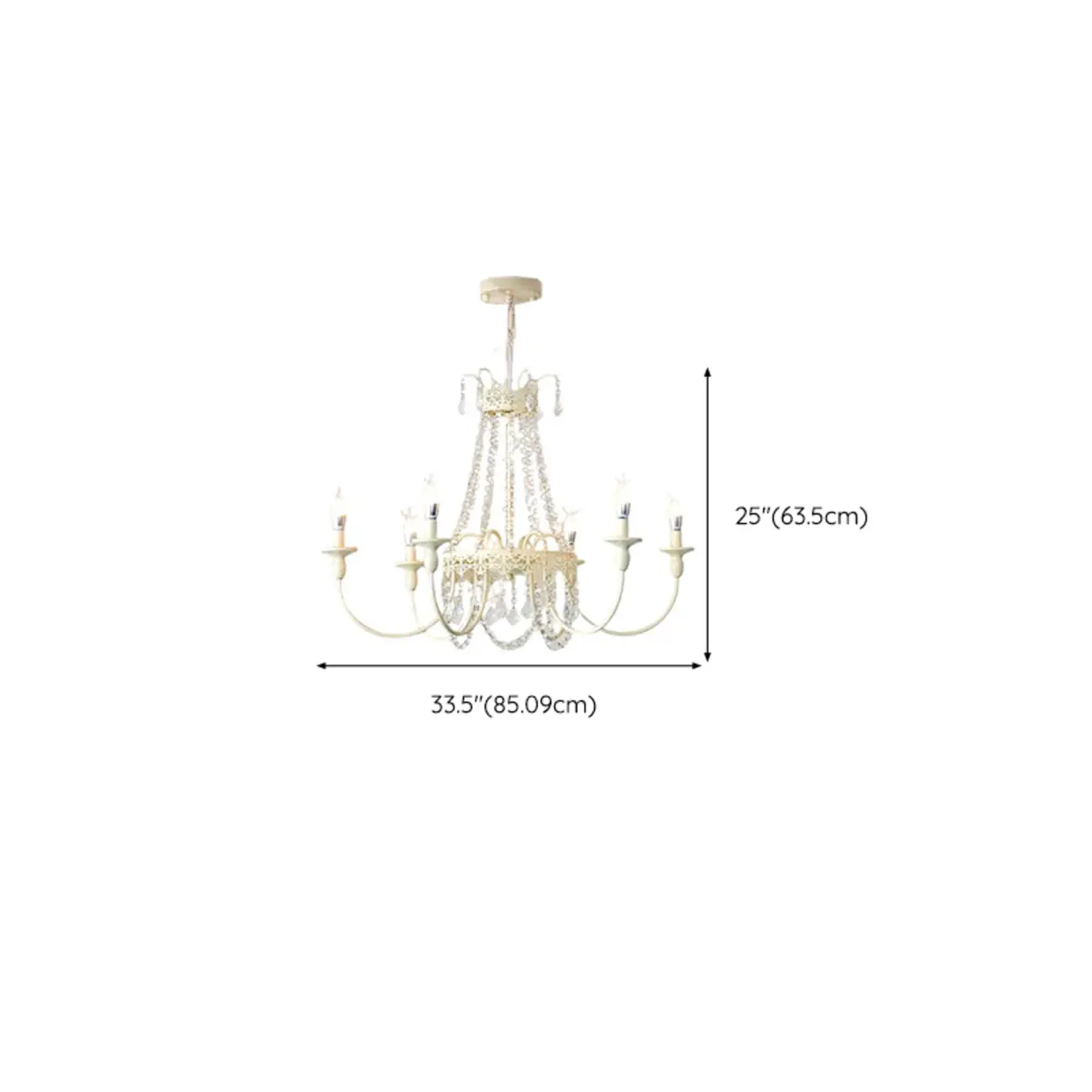 White Crystal Chandelier Classic Iron Elegant Design Image - 14 | homeyfad
