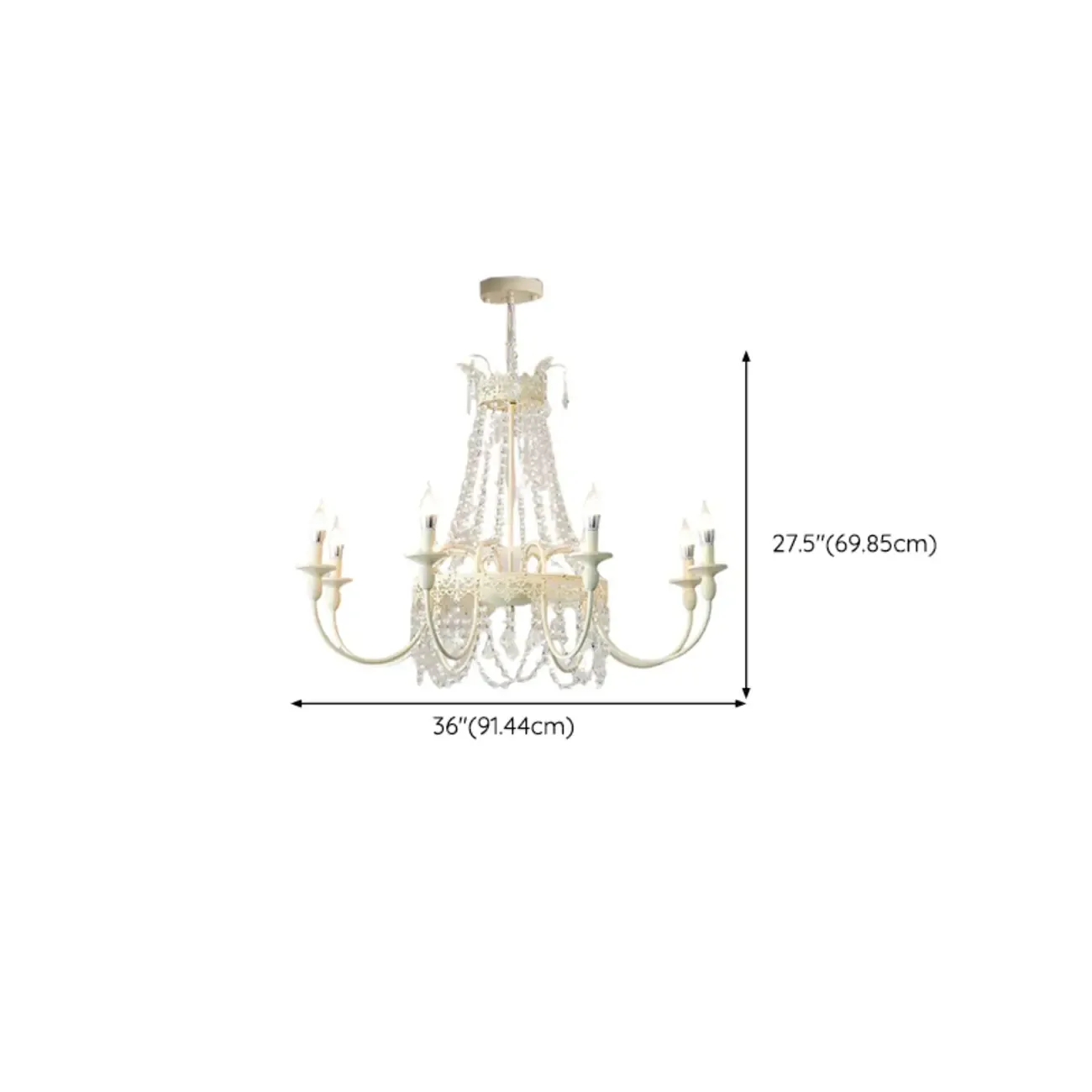 White Crystal Chandelier Classic Iron Elegant Design Image - 15