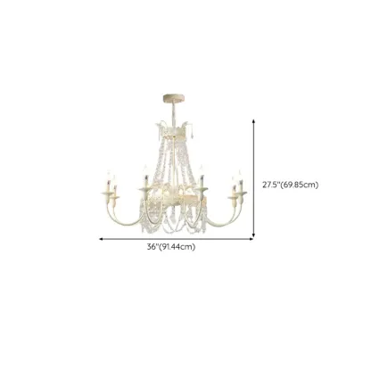 White Crystal Chandelier Classic Iron Elegant Design Image - 15