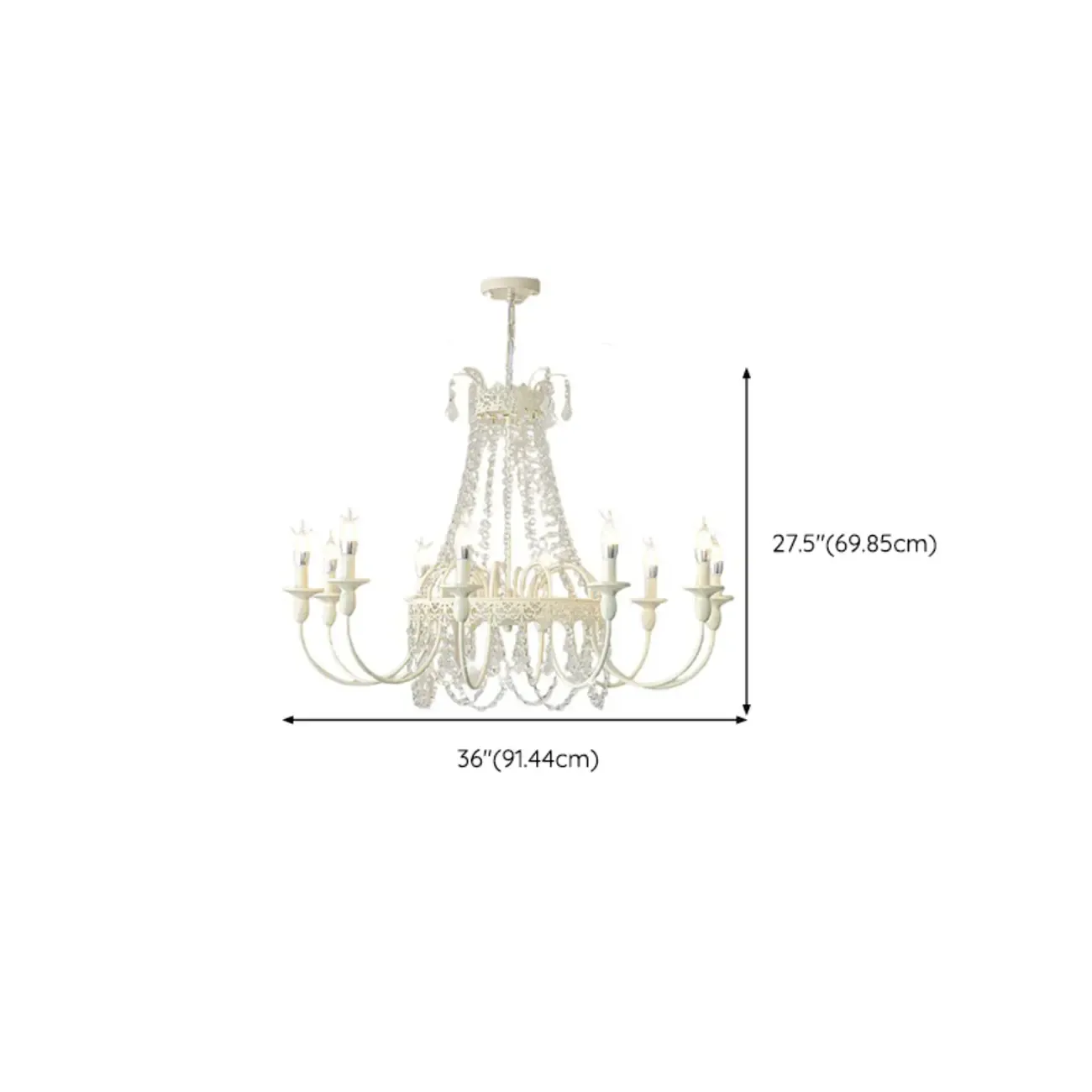 White Crystal Chandelier Classic Iron Elegant Design Image - 16