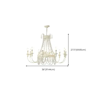 White Crystal Chandelier Classic Iron Elegant Design Image - 16