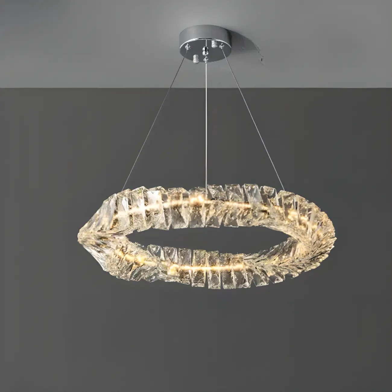 Gold Crystal Ring Glass Modern Linear Chandelier Light Image - 5 | homeyfad