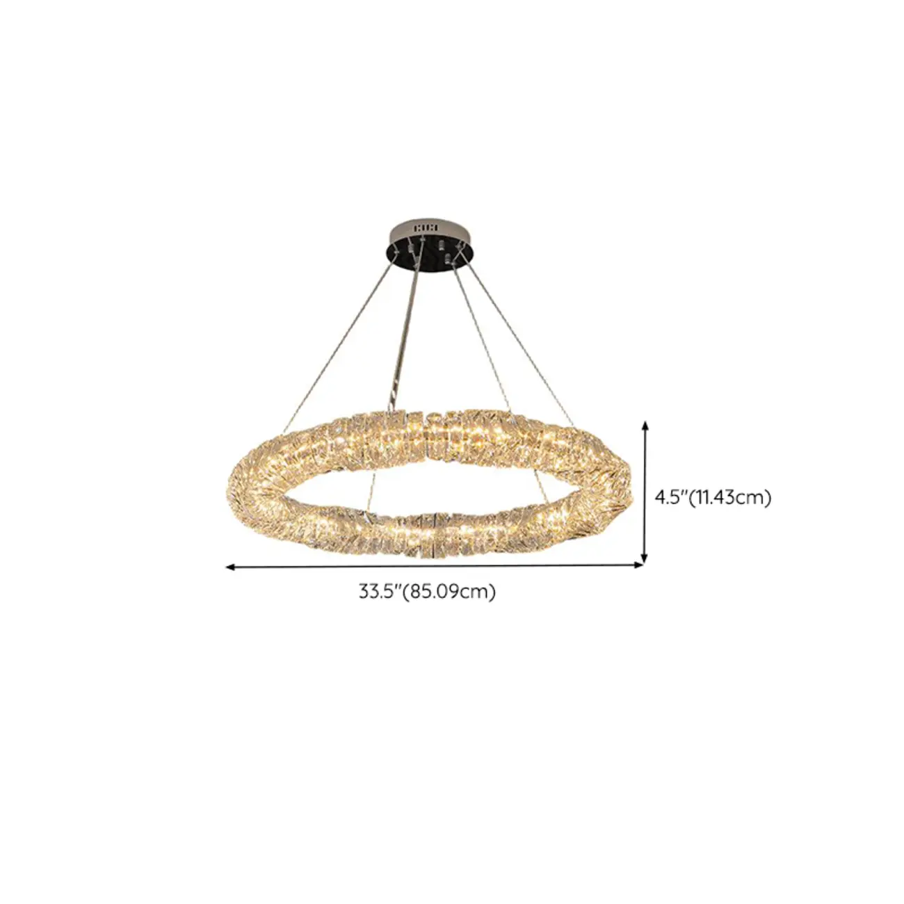 Gold Crystal Ring Glass Modern Linear Chandelier Light Image - 8 | homeyfad