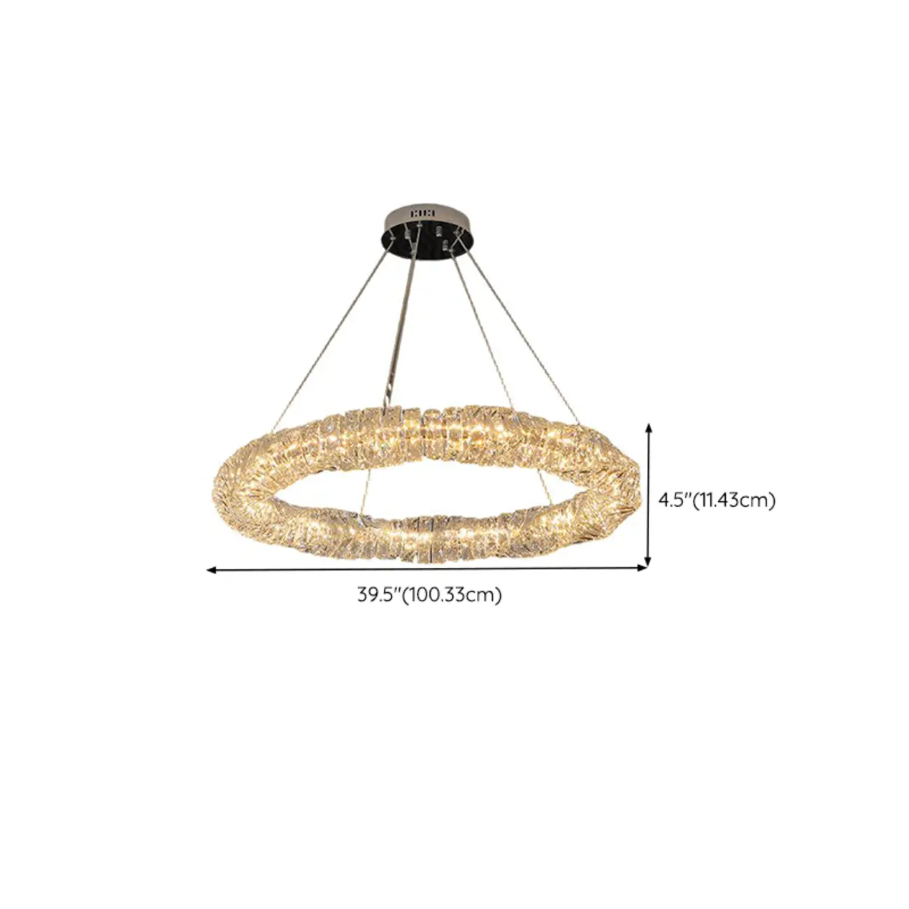 Gold Crystal Ring Glass Modern Linear Chandelier Light Image - 9 | homeyfad