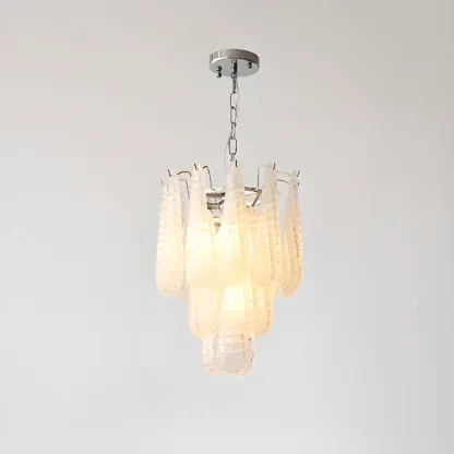 White Crystal Teardrop Glass Modern Chandelier Image - 2