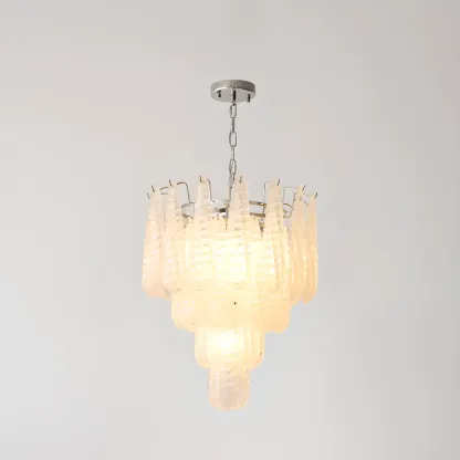 White Crystal Teardrop Glass Modern Chandelier Image - 5