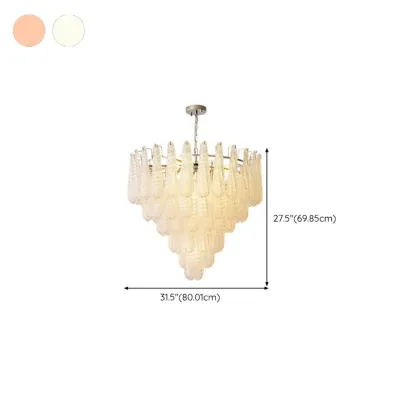 White Crystal Teardrop Glass Modern Chandelier Image - 16