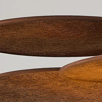 Brown Leaf Wood Orb Glass Modern Pendant Light Image - 8