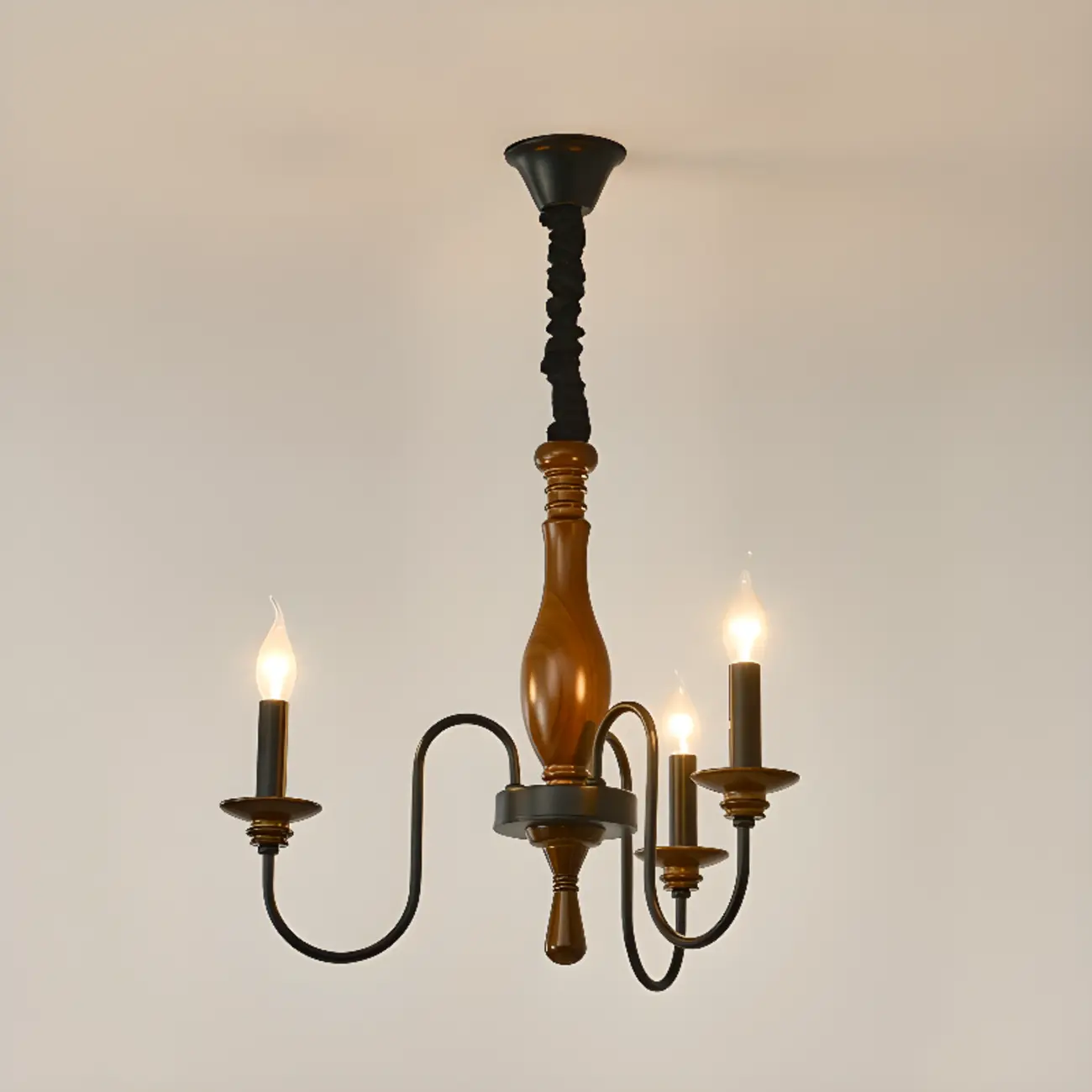 Black Metal Candle-style Chandelier Adjustable Hanging Image - 2 | homeyfad