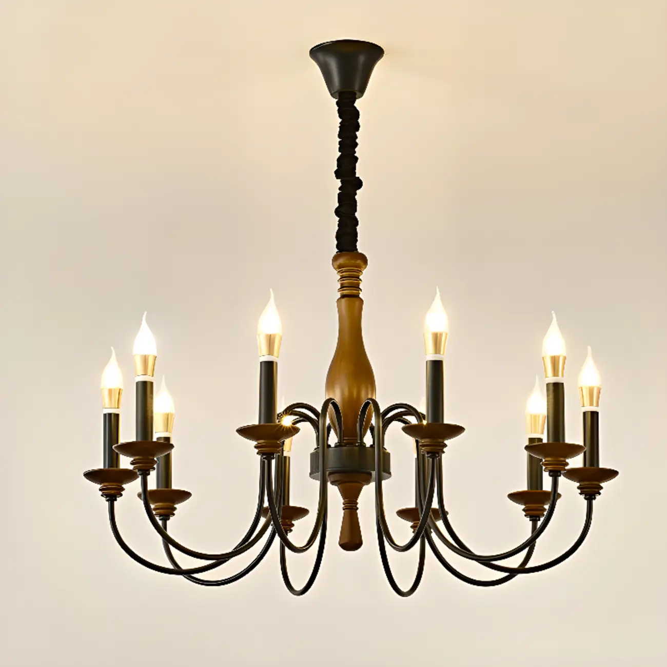 Black Metal Candle-style Chandelier Adjustable Hanging Image - 3 | homeyfad