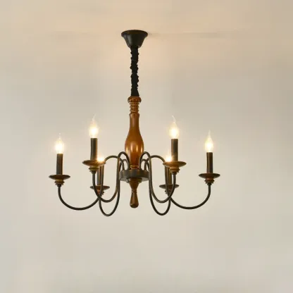 Black Metal Candle-style Chandelier Adjustable Hanging Image - 7