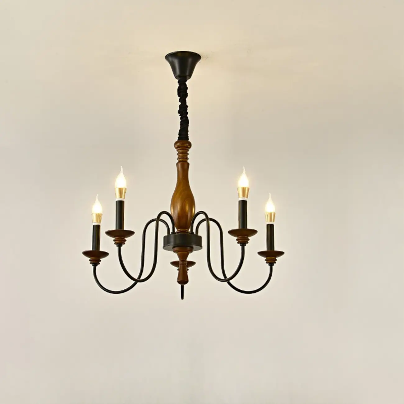 Black Metal Candle-style Chandelier Adjustable Hanging Image - 9 | homeyfad