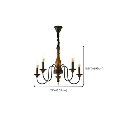 Black Metal Candle-style Chandelier Adjustable Hanging Image - 13