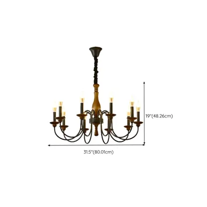 Black Metal Candle-style Chandelier Adjustable Hanging Image - 16