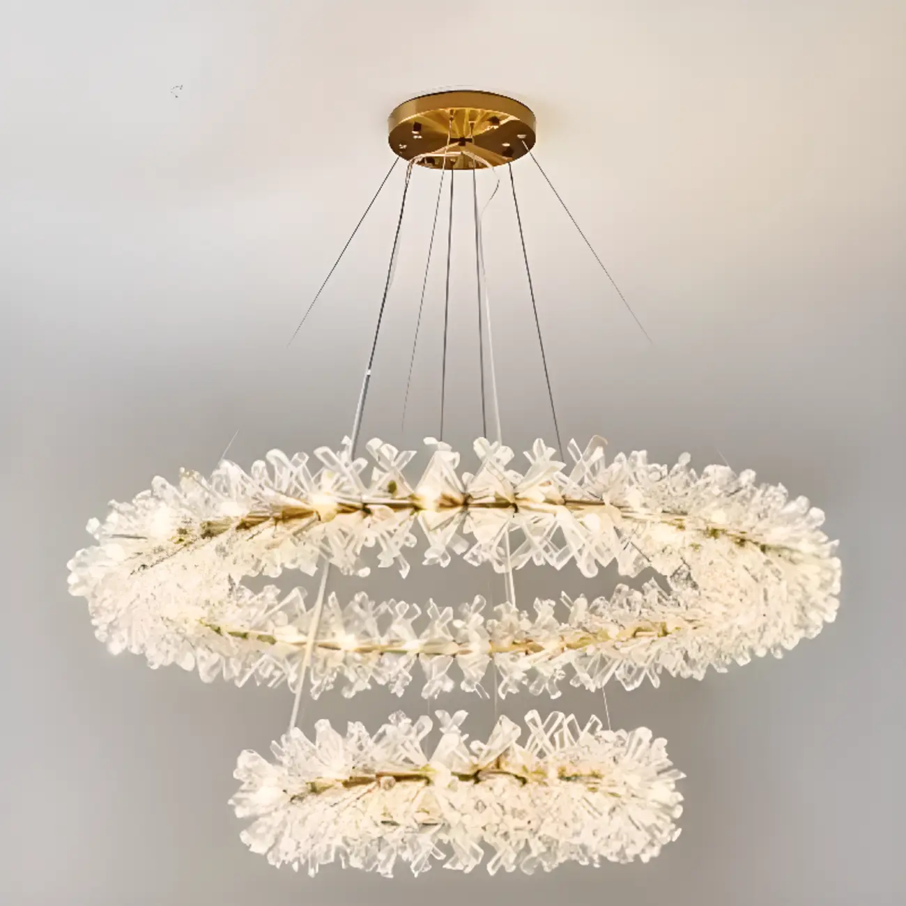 Gold Circular Crystal Chandelier Modern Design Light Image - 2 | homeyfad