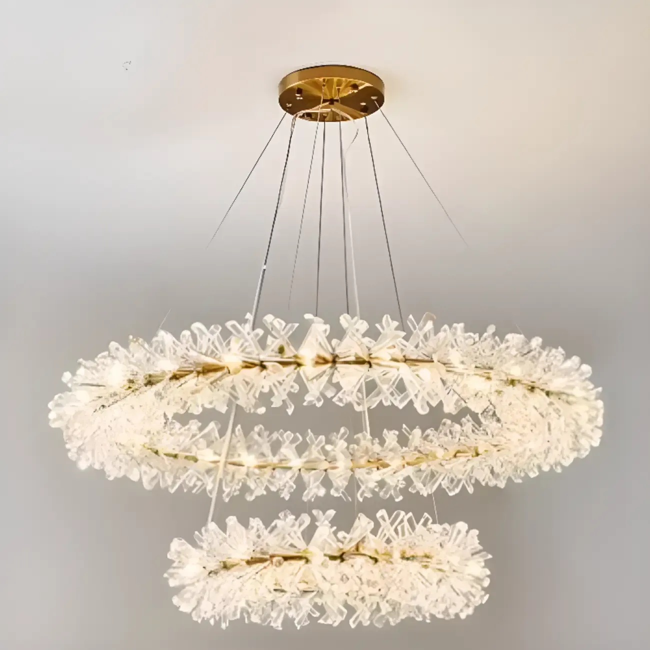 Gold Circular Crystal Chandelier Modern Design Light Image - 2