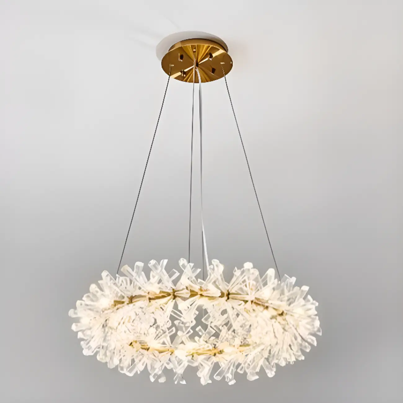 Gold Circular Crystal Chandelier Modern Design Light Image - 3 | homeyfad