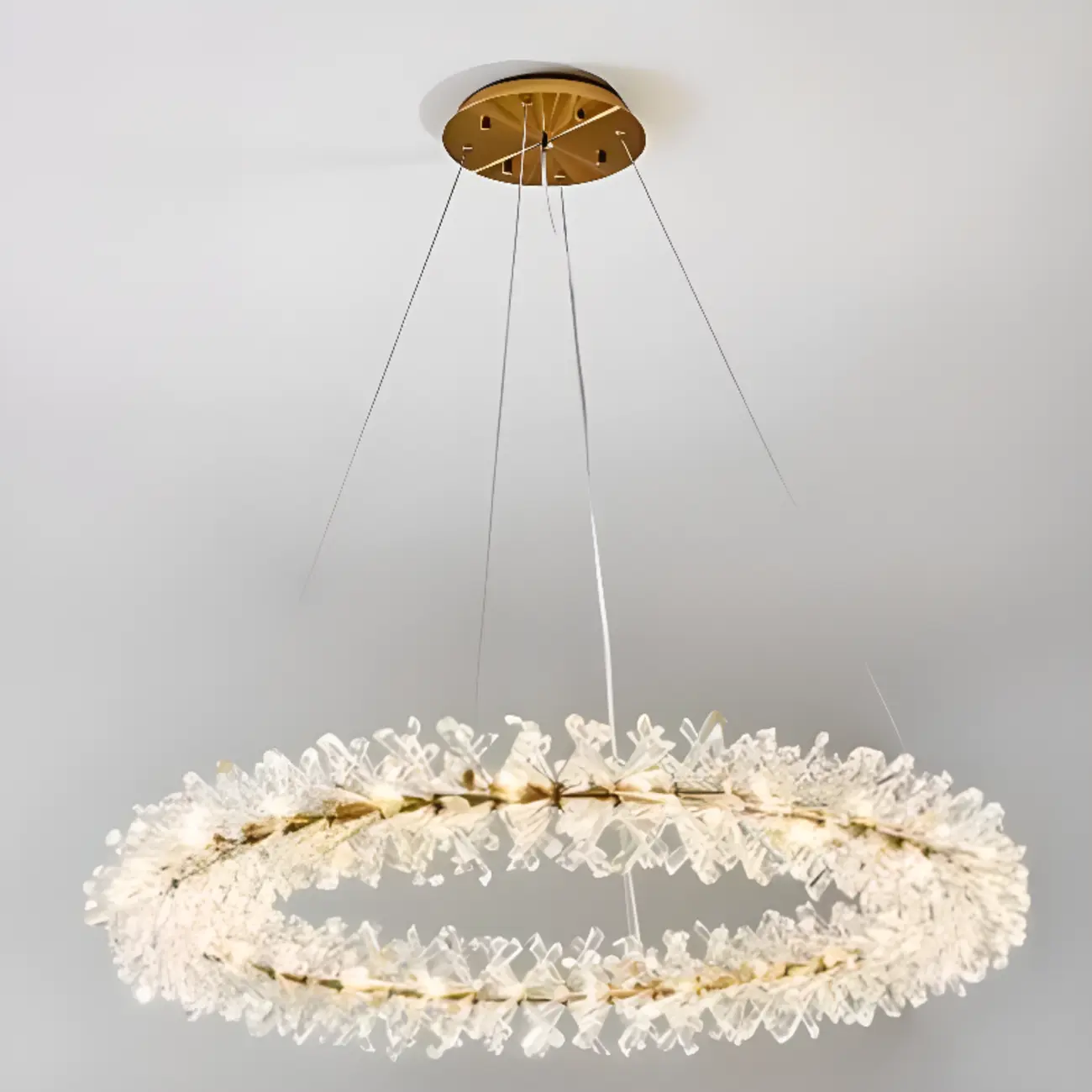 Gold Circular Crystal Chandelier Modern Design Light Image - 5 | homeyfad