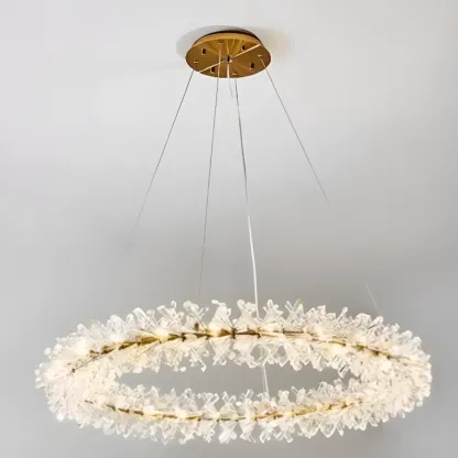 Gold Circular Crystal Chandelier Modern Design Light Image - 5