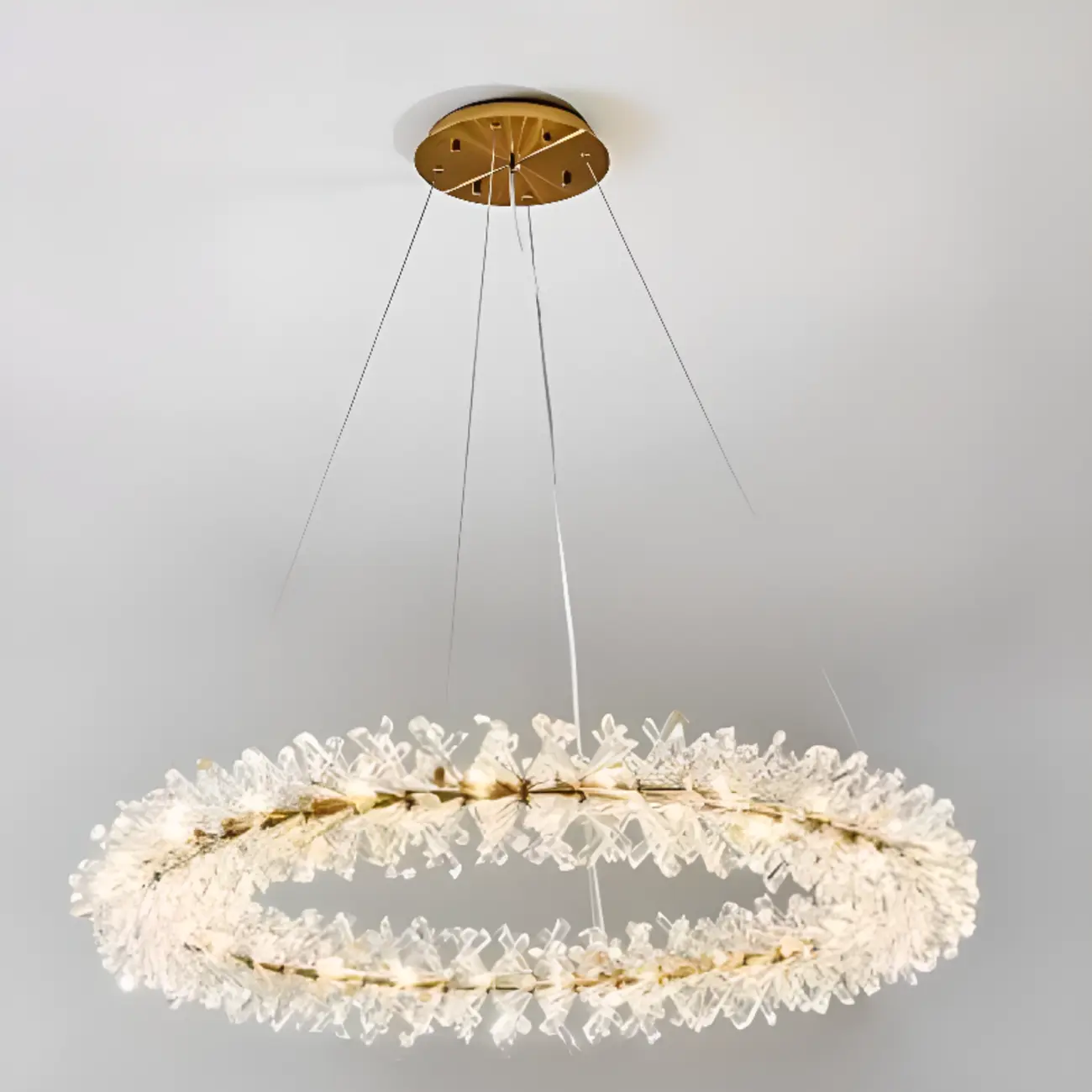 Gold Circular Crystal Chandelier Modern Design Light Image - 7 | homeyfad