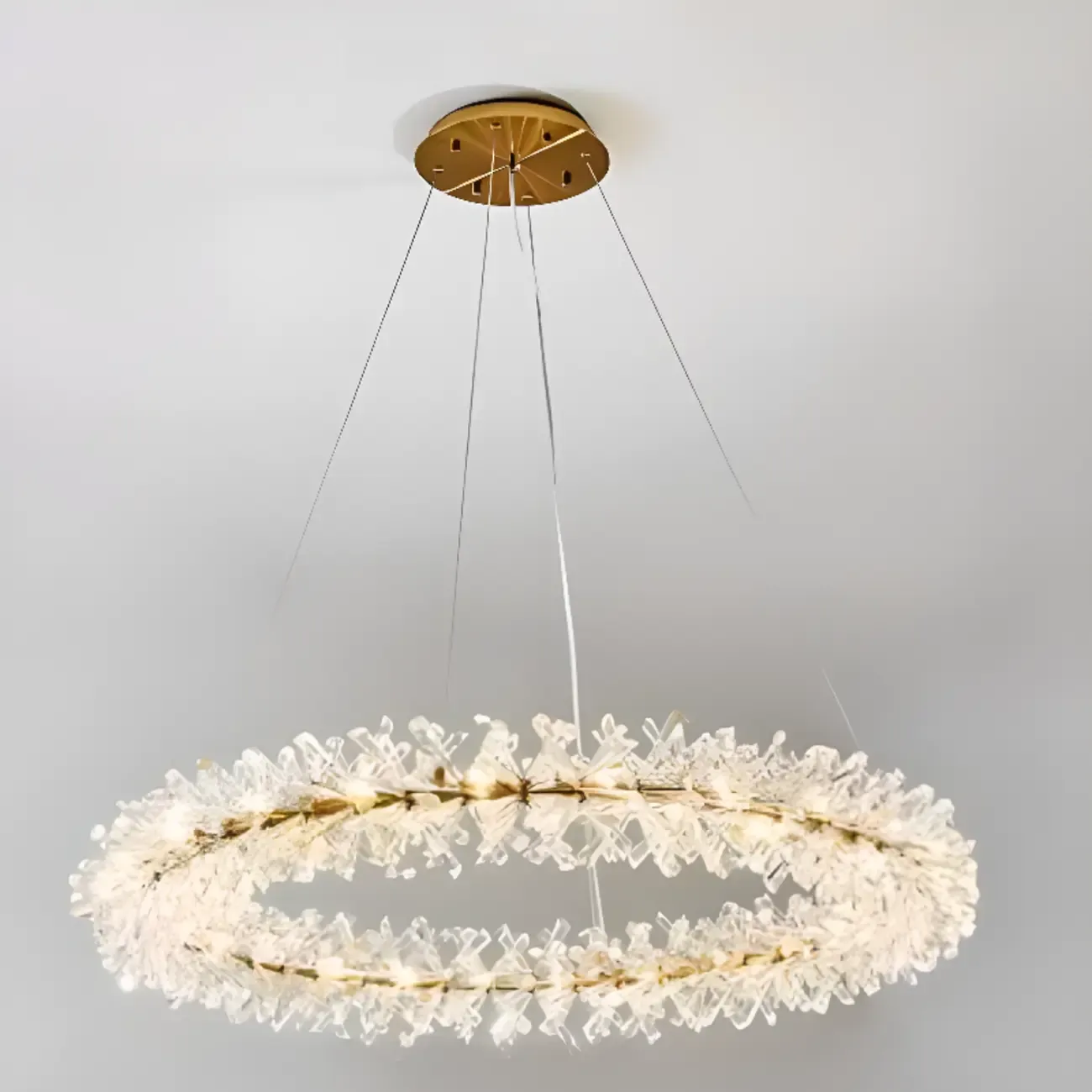 Gold Circular Crystal Chandelier Modern Design Light Image - 7