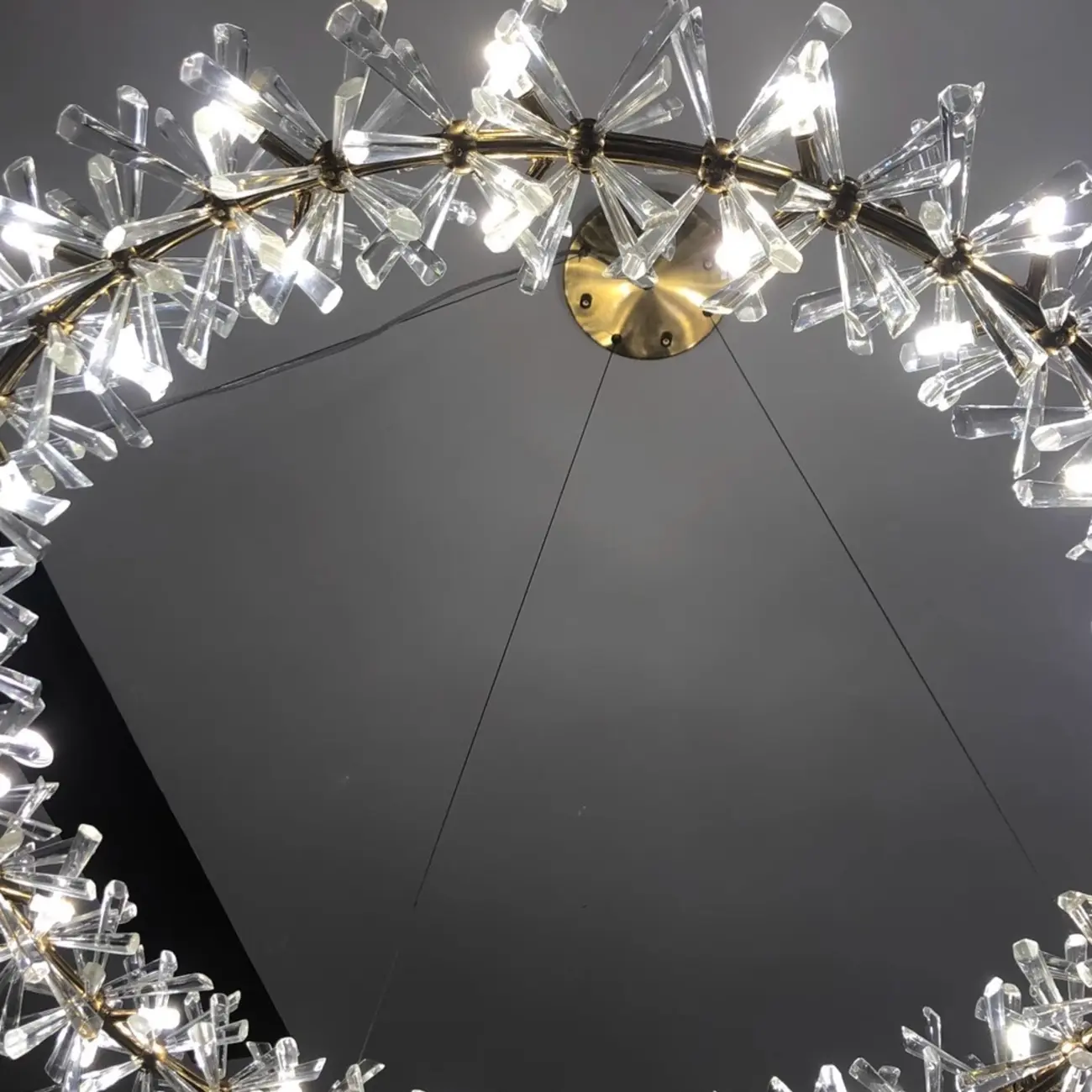 Gold Circular Crystal Chandelier Modern Design Light Image - 9 | homeyfad