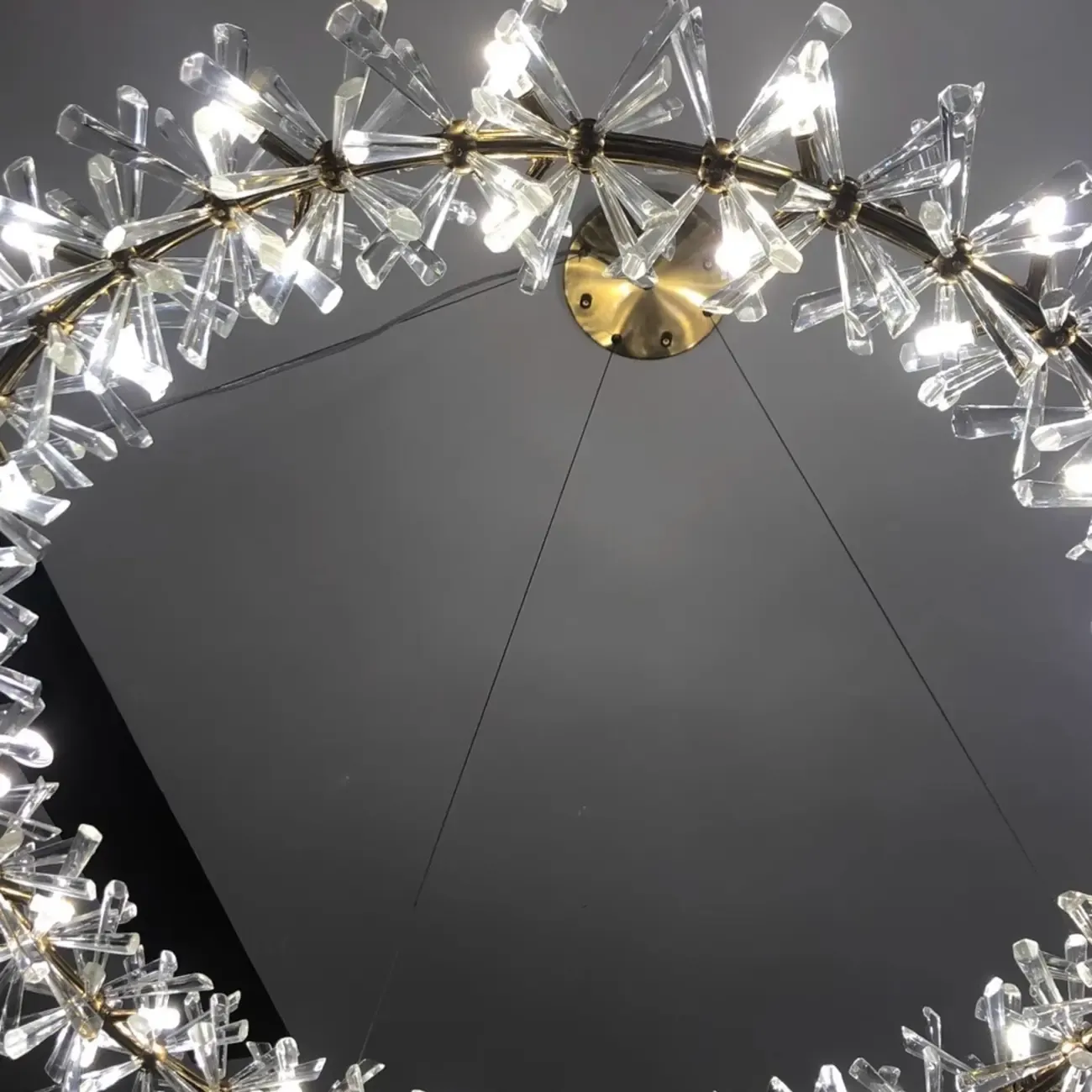 Gold Circular Crystal Chandelier Modern Design Light Image - 9