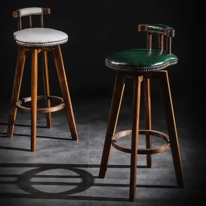 Bar Height Swivel Leather Modern Bar Stools Image - 3