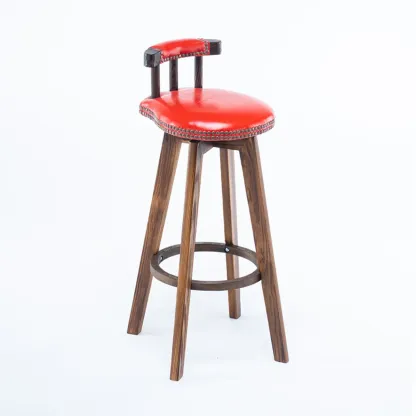 Bar Height Swivel Leather Modern Bar Stools Image - 19