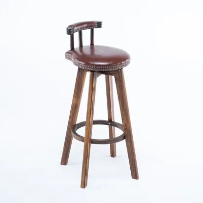 Bar Height Swivel Leather Modern Bar Stools Image - 23