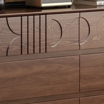 Mid-Century Modern Horizonal Brown Wood Bedroom Dresser Image - 6