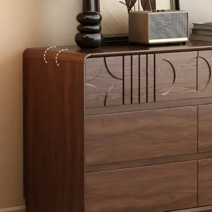 Mid-Century Modern Horizonal Brown Wood Bedroom Dresser Image - 8