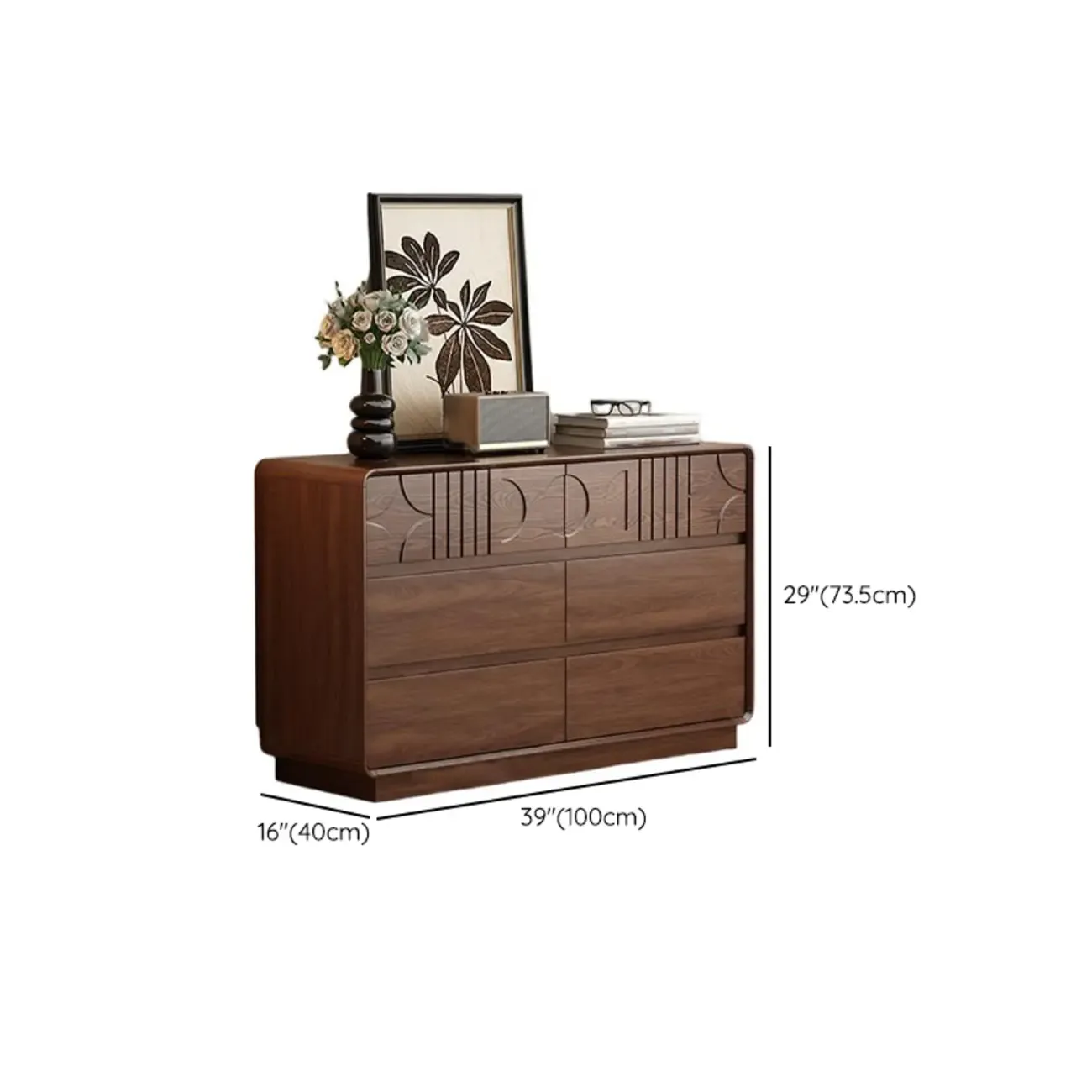 Mid-Century Modern Horizonal Brown Wood Bedroom Dresser Image - 12