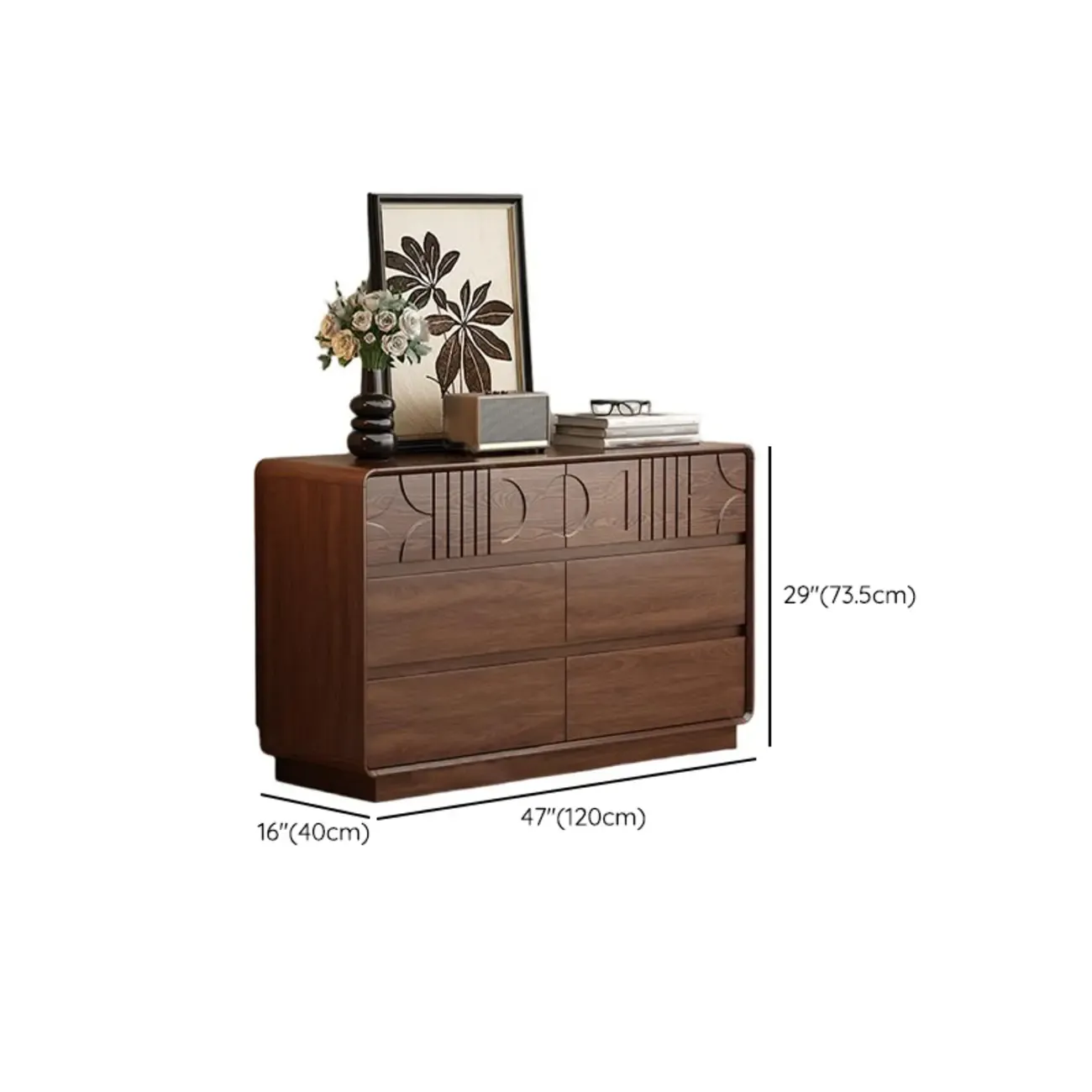 Mid-Century Modern Horizonal Brown Wood Bedroom Dresser Image - 13