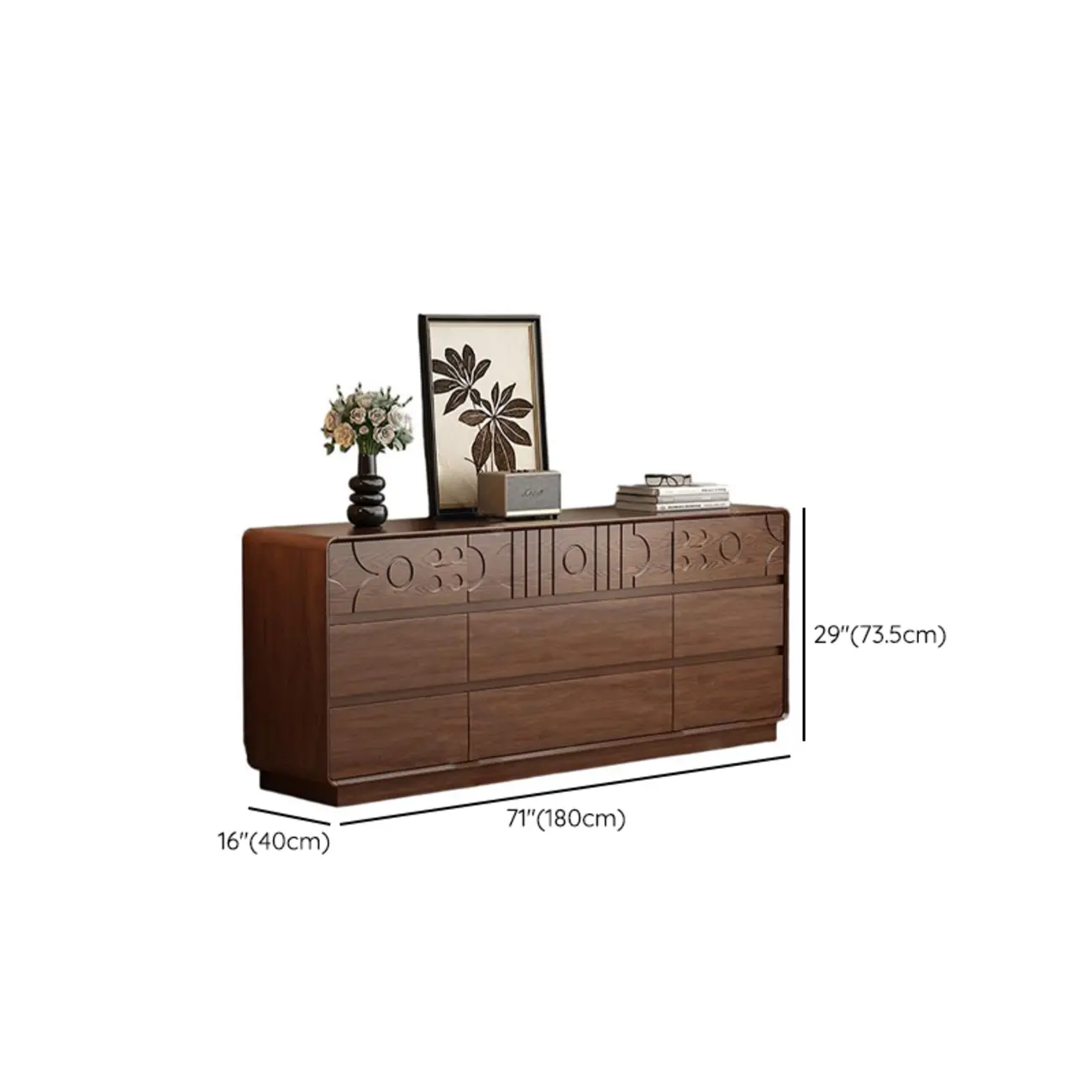 Mid-Century Modern Horizonal Brown Wood Bedroom Dresser Image - 16 | homeyfad