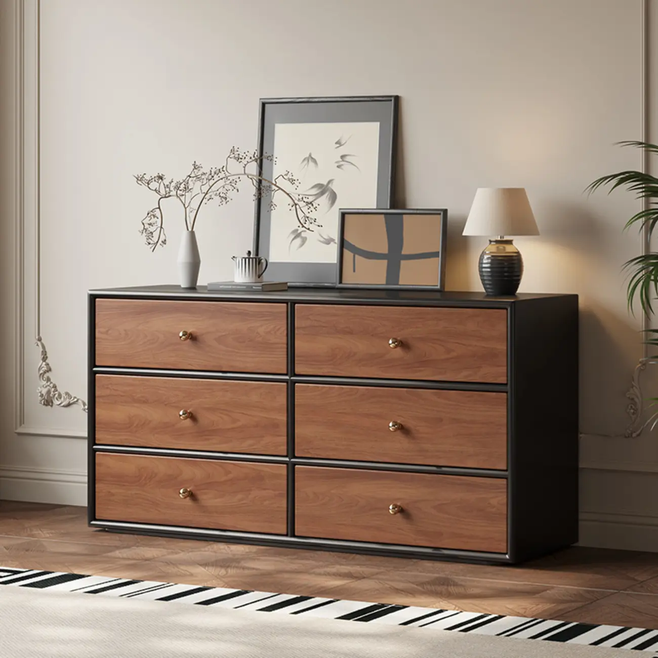 Elegant Modern 6-drawer Wood Double Dresser for Bedroom Image - 2 | homeyfad