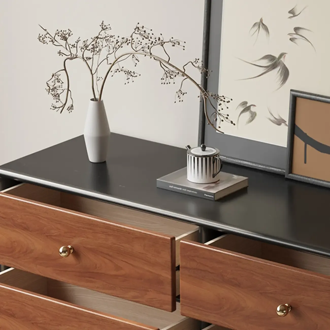 Elegant Modern 6-drawer Wood Double Dresser for Bedroom Image - 7