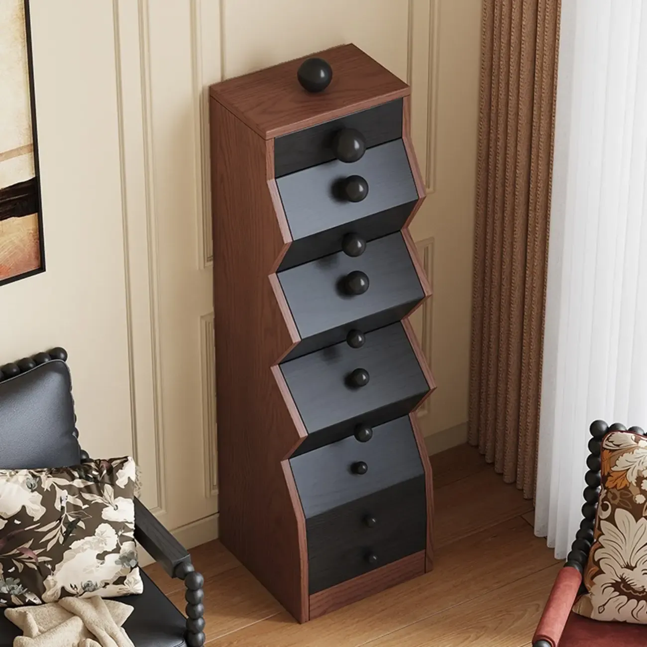 47" Modern 5-drawer Wood Vertical Ladder Lingerie Chest Image - 1