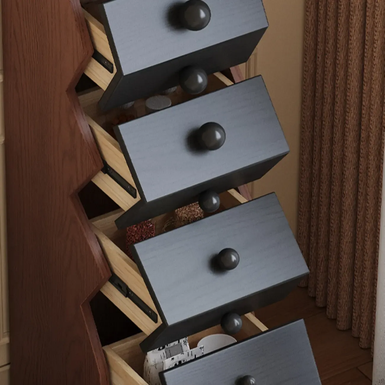 47" Modern 5-drawer Wood Vertical Ladder Lingerie Chest Image - 4