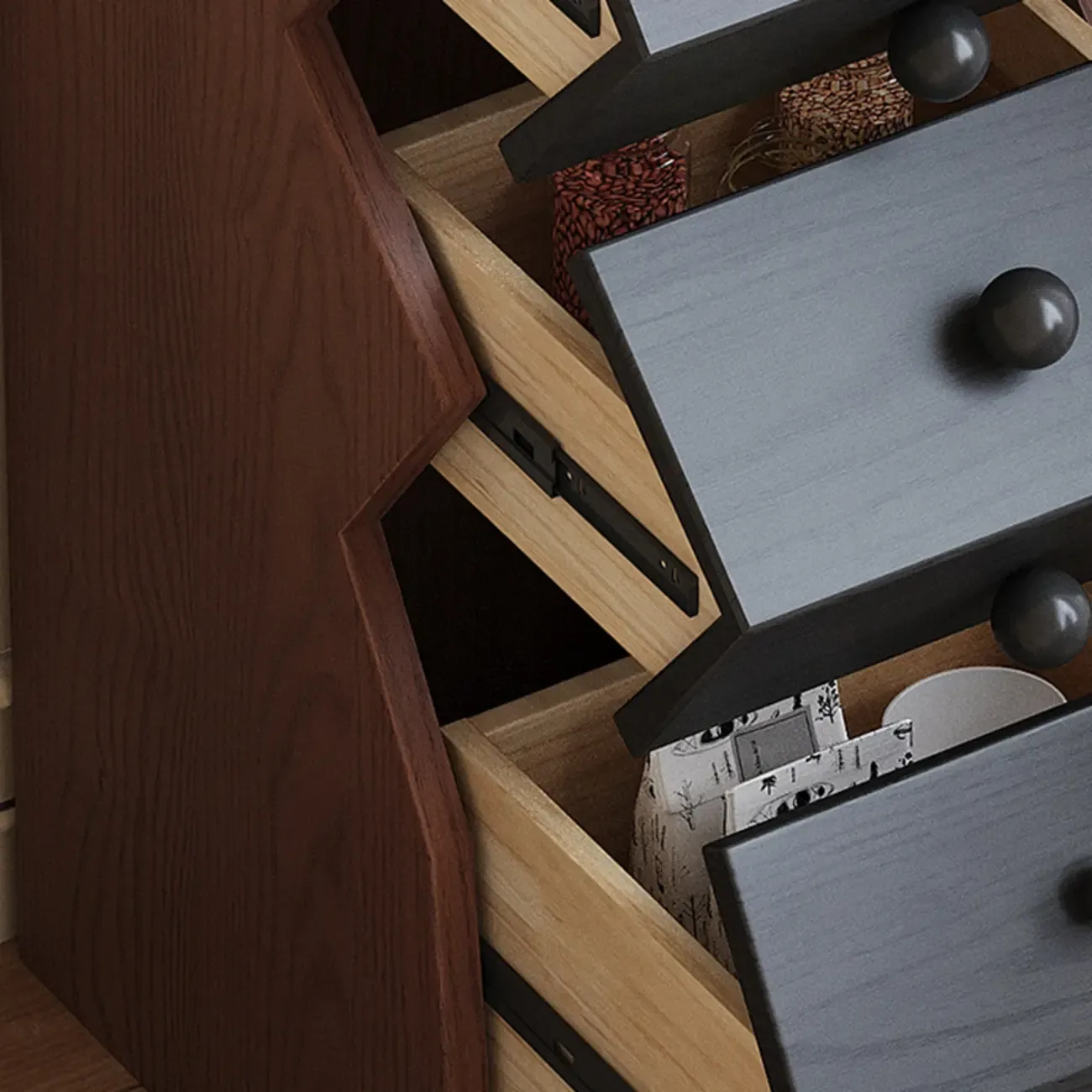 47" Modern 5-drawer Wood Vertical Ladder Lingerie Chest Image - 9