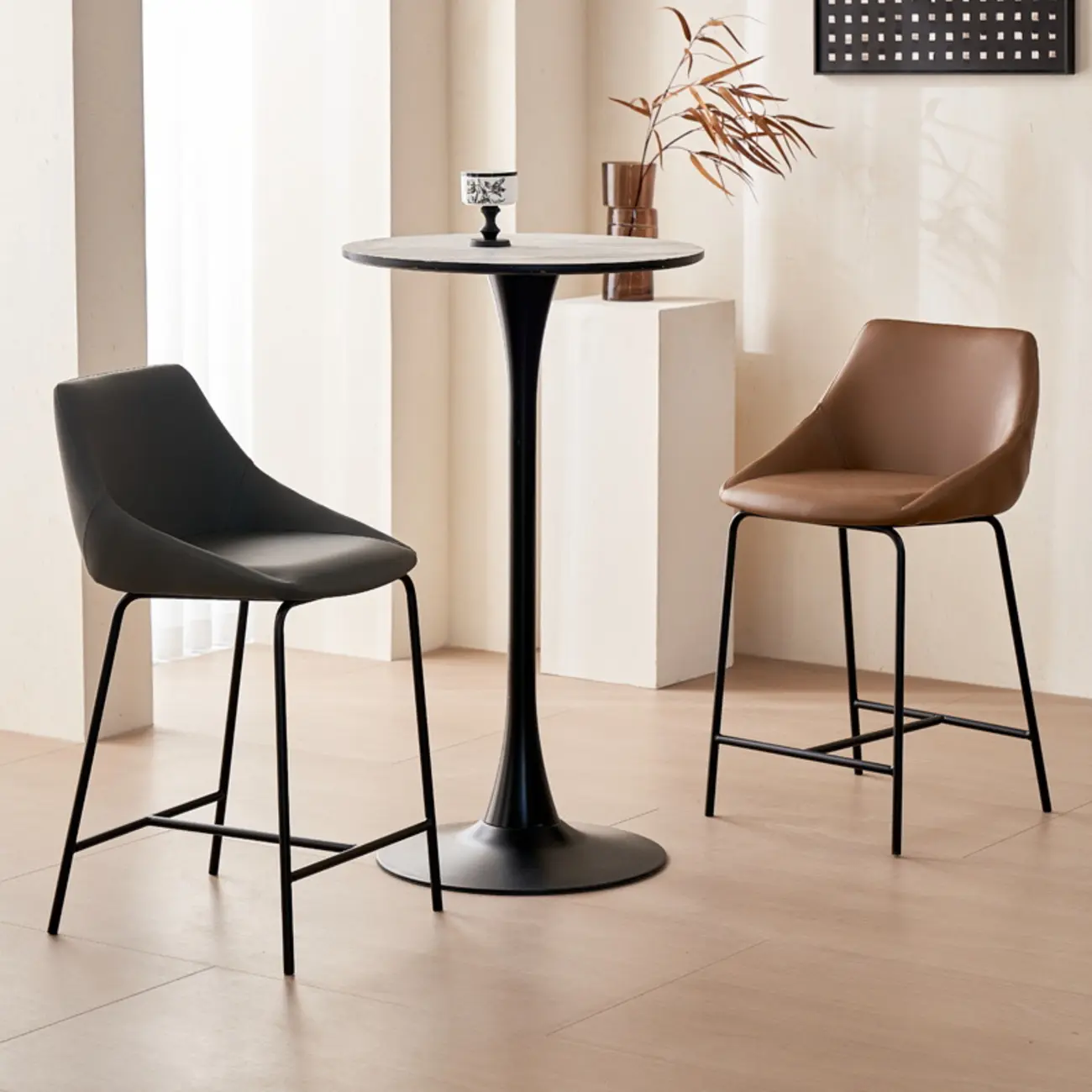 Counter Adjustable Modern Leather Bar Stools Image - 4 | homeyfad