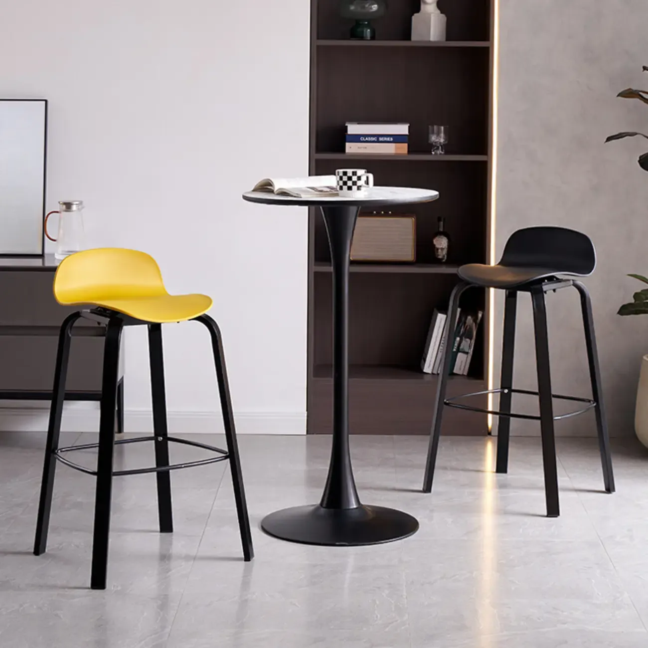 Bar Height Modern Plastic Armless Bar Stools Image - 2
