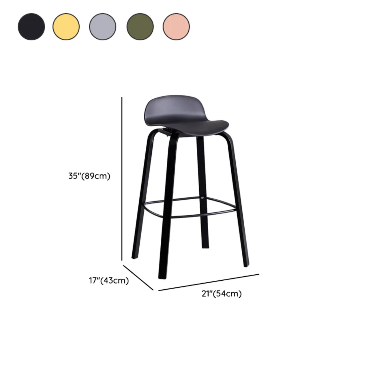 Bar Height Modern Plastic Armless Bar Stools #size | homeyfad