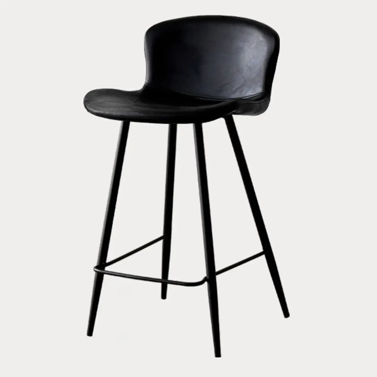 Mid-Century Modern Leather Bucket Bar Stools with Low Back | HomeyFad