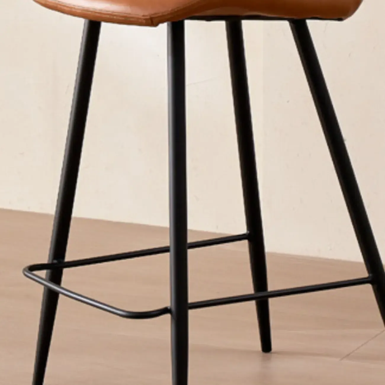 Mid-Century Modern Leather Bucket Bar Stools with Low Back Image - 6