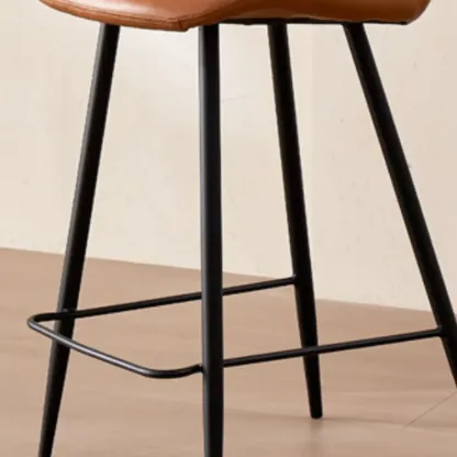 Mid-Century Modern Leather Bucket Bar Stools with Low Back Image - 6